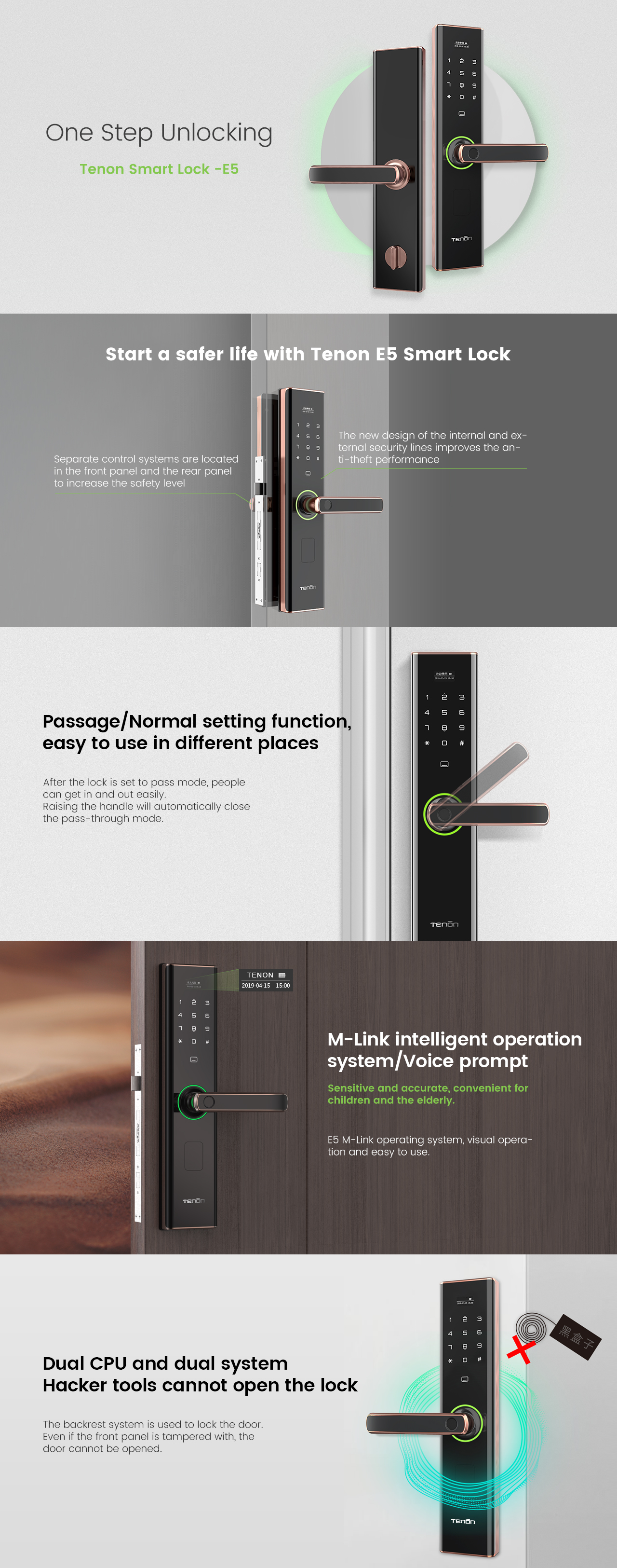 Detalles de la cerradura de la barra inteligente de la placa táctil de huella digital electrónica sin llave