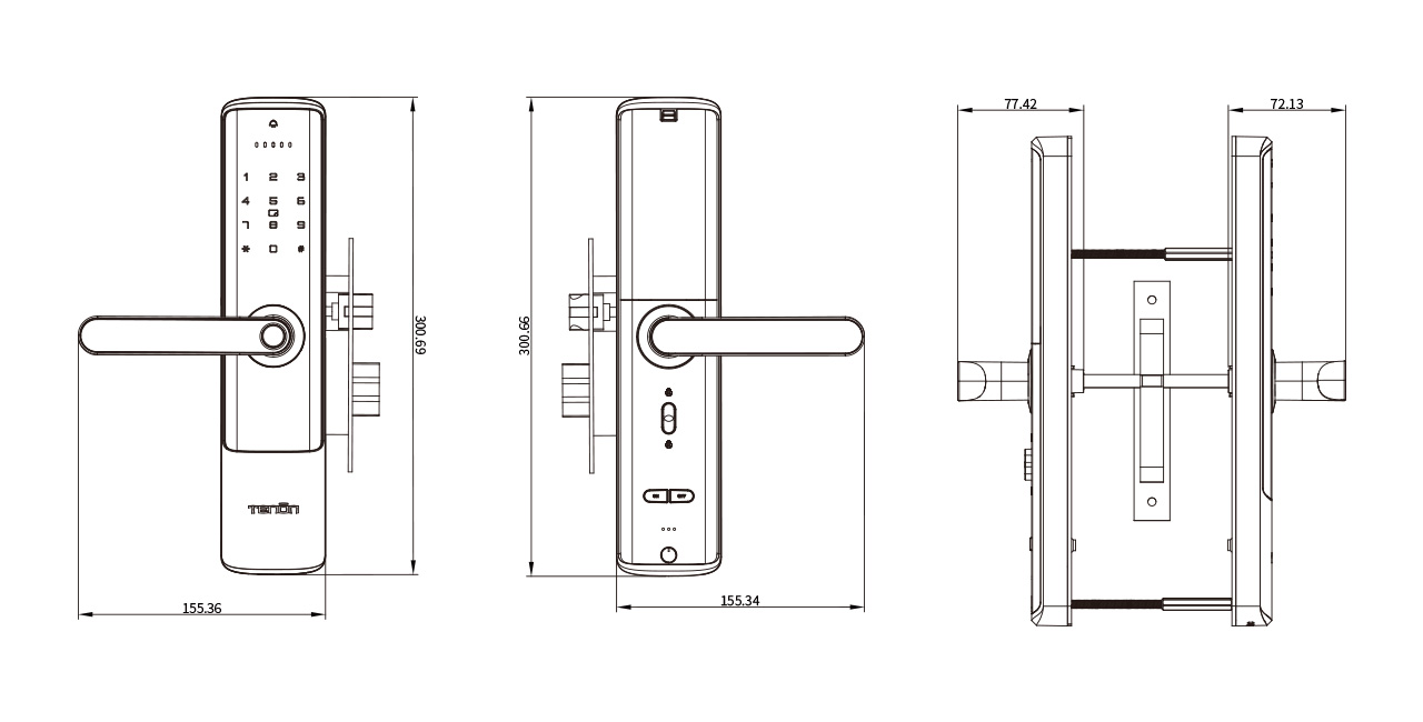 Diseño de la campana electrónica inteligente cerradura de palanca Bluetooth inteligente